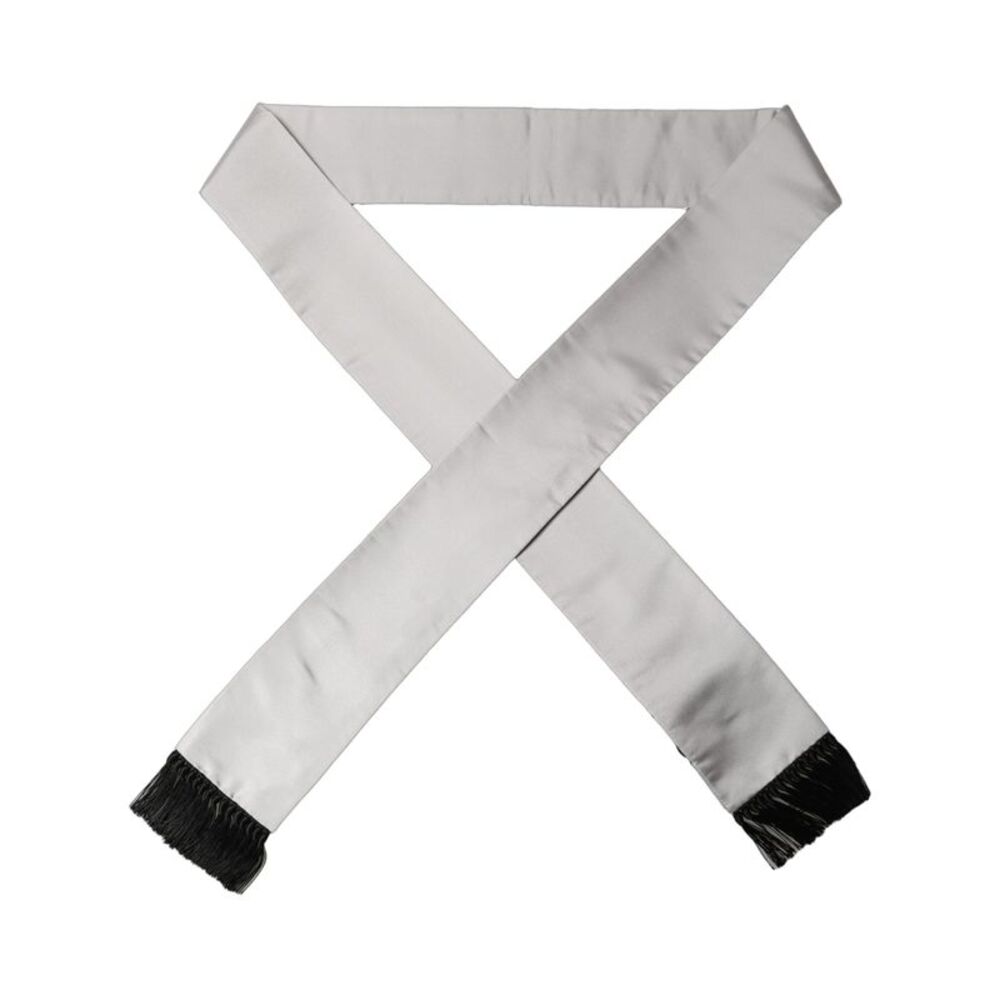 Dolce & Gabbana Light Gray Satin Silk Fringed Lace Stole Men's Scarf